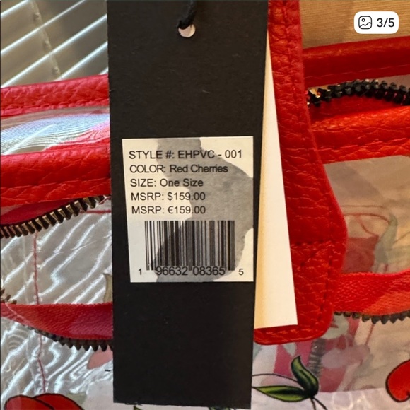 Ed Hardy Clear Tote with Red Cherry Design - Picture 5 of 7